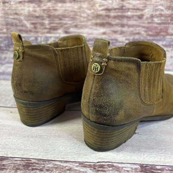 Tommy Hilfiger Womens 8 M Chelsea Booties Brown Leather Ankle Top Slip-On Shoes - Picture 15 of 16